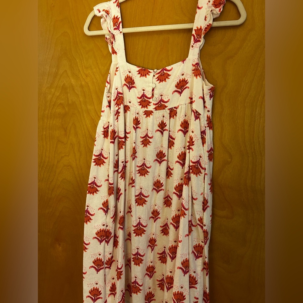 J. Crew Cream and Red Floral Midi Dress